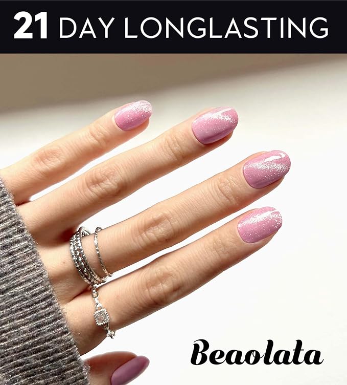 Semi Cured Gel Nail Strips - UV Light Gel Nail Stickers - 20 Long Lasting Salon Quality Wraps (Cherished Light Pink)