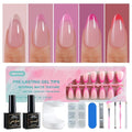 Misssix French Tip Press On Nails, 150Pcs French Gel Nail Tips, Pink Medium Almond Soft Gel Fake Nails, X-BASIC Tips Starter Kit for Nail Art DIY 15 Sizes
