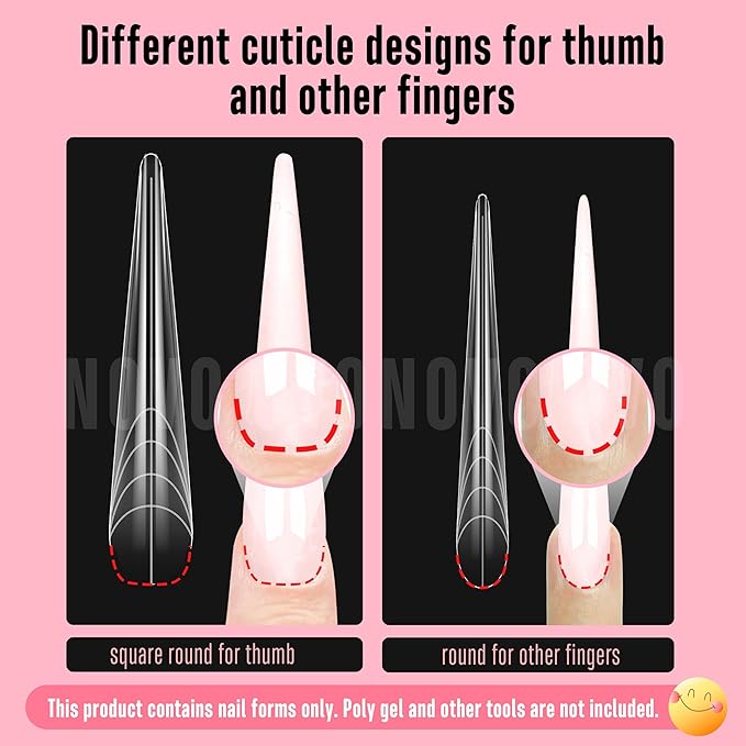 NOVO OVO XXL XXXL Russian Almond/Coffin Nail Dual Forms for PolyGel Extension, NOT NAIL TIPS, Suitable for Hard/Builder/Poly Gel, Reusable Soft Gel Full Cover Molds 70 Pcs x 14 sizes