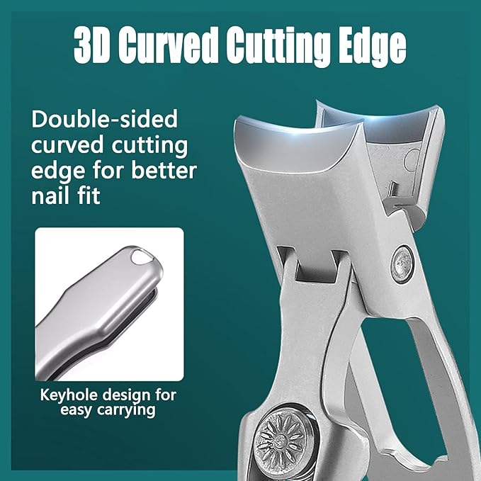 Mightyclip Nail Clippers, Mighty Clip Nail Clippers, German Nail Clippers for Men, Stainless Steel Nail Clippers for Men, Nail Scissors with Storage Box and Nail File (Black)