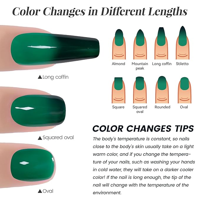 YTD Likomey Color Changing Gel Nail Polish 6 Colors with Base and Top Coat Kit,Fall Winter Mood Temperature Change Colors Red Green Blue Ombre Thermal Manicure UV Color Gel Set,8 Pcs 7.5 ml