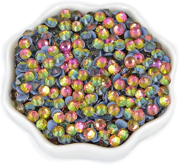 2880 Pieces SS4 Vitrail Medium Hotfix Rhinestones Flatback Round Crystal Glass Rhinestones Gems for Crafts Nail Face Art Clothes Shoes Bags DIY