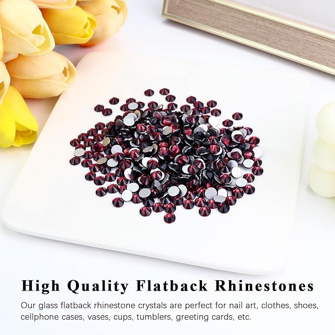 Flatback Crystal Rhinestones Round Gems for Nail Art and Craft Clothes Glue Fix, Amethyst (2.9-3.0mm) SS12/1440PCS