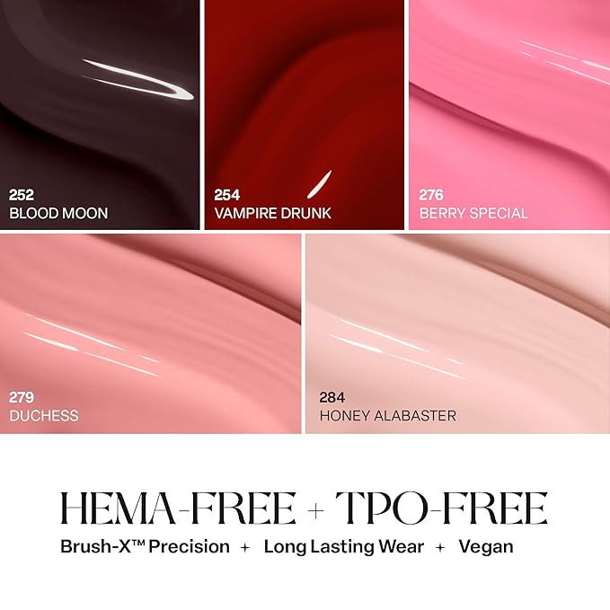 APRÉS Gel Couleur Combo Set, 5 Color Gel Nail Polish, HEMA-Free & TPO-Free, Bright Nude Pastel Colors with Brush-X Nail Art Brush (Blush After Dark)