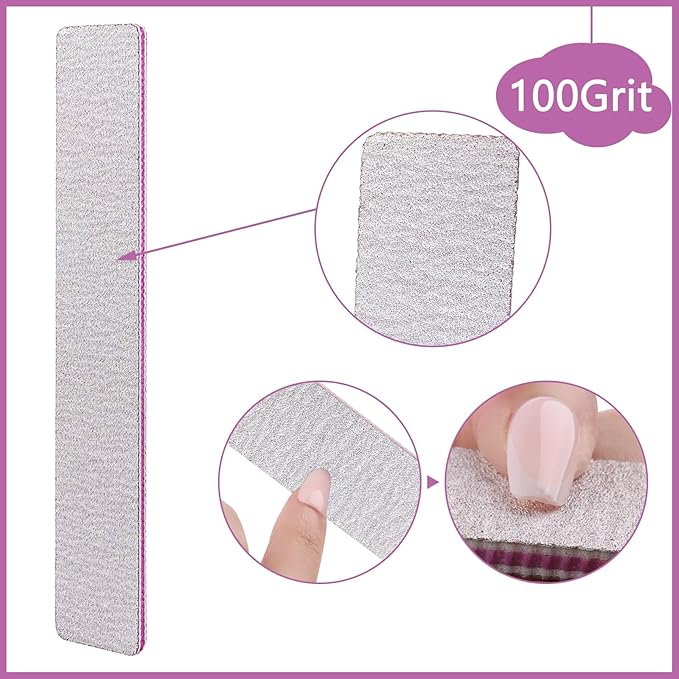 24 Pack Nail Files, 100/180 Grit Double Sides Professional Reusable Washable Nail File, Emery Boards Manicure Tool for Acrylic Nails