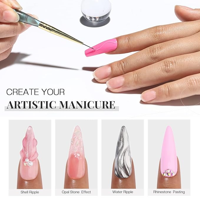 Morovan Clear Builder Gel for Nails: UV/LED Hard Gel Kit - 2oz Strong 3D Sculpting Extension Strengthen Professional Art Manicure Set with Forms & Brush Supplies