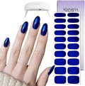 Semi Cured Gel Nail Strips – Real Gel Nail Polish Wraps for Brittle Nails | Waterproof Long Lasting Easy Peel-Off Removal | Hema-Free | 20-Piece Chrome Dark Blue Salon Kit with UV Light