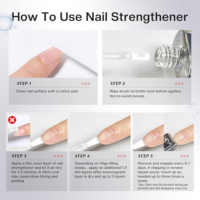 Morovan Nail Strengthener and Growth: Clear Nail Polish Hardener for Damaged Nails Treatment Natural Keratin Repair Ridge Filler Prevents Discoloration Crack Thin Essential Manicure Nail Care Women