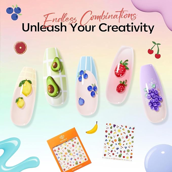 modelones Pastel Gel Nail Polish Set, Hema Free Macaron Gel Polish Set Light Pink Pastel Yellow Purple Baby Blue Green 6 Colors 2026 Spring Easter Nails with Fruit Theme Stickers LED Mani Gift