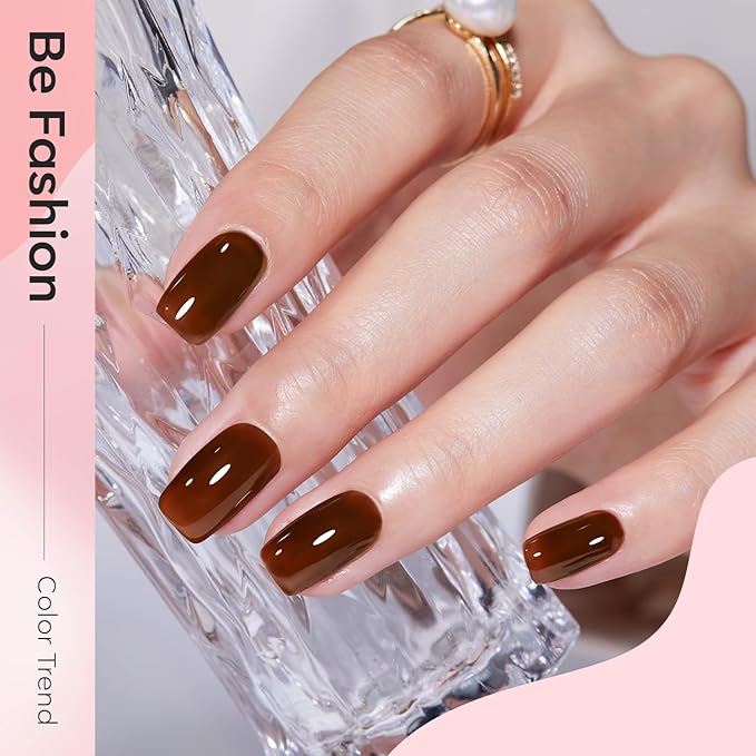modelones Gel Nail Polish Set 6 Colors Nude Red Pink Brown Transparent Gel Polish Kit Neutral Clear Crystal Translucent Manicure Sheer Nails Art Trend Home DIY Manicure Gift For Women Girl