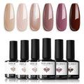 modelones Gel Nail Polish Set -6 Colors Nude Brown Gel Polish Kit Neutral Raspberries Purple Pearl Glitter Nail Polish Soak Off LED Starter Kit Manicure Nail Art Salon DIY Gift
