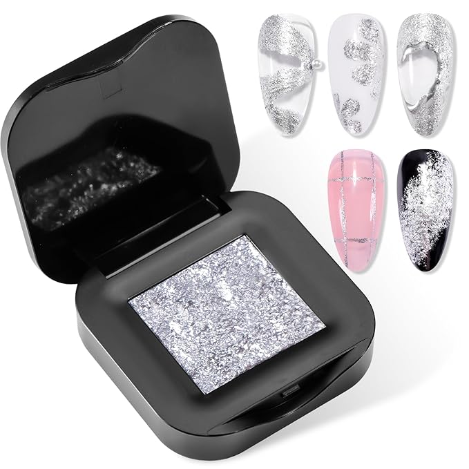 Makartt 3D Sculpting Gel for Nail Art: No Wipe UV Texture Gel, 5g Silver Fairy Aurora Powder Glitter Mud for Nails & Charms