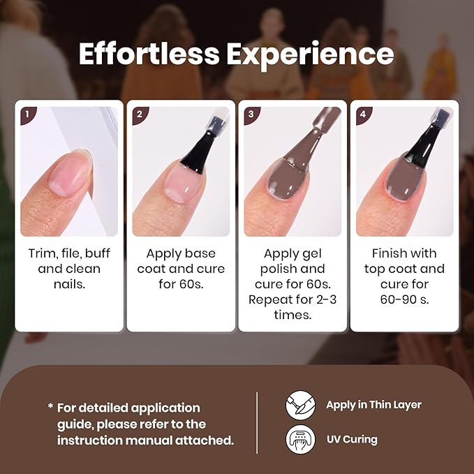 Beetles Retro Gel Nail Polish Set – Catwalk Tonal Hues 25 Colors UV Gel Polish Set, Brown Nude Blue Green Glitter with Base Glossy Matte Top Coat Soak Off UV LED Manicure Gift for Women