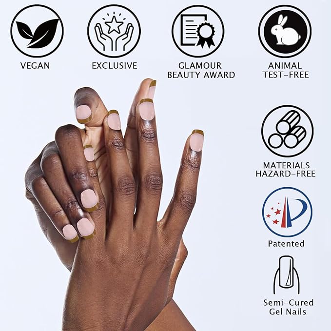 Clear Semi Cured Gel Nail Strips French Tip 20Pcs Olive Brown UV Gel Nail Stickers Glossy Nails Polish Strips UV/LED Light Needed Self Adhesive Full Polish Nails Wraps for Women