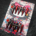 Handmade Press On Nails 10Pcs Dark Gothic Style Manual Devil's Eye Fake Nails for Women Party Holiday Photo 3.2CM Size S