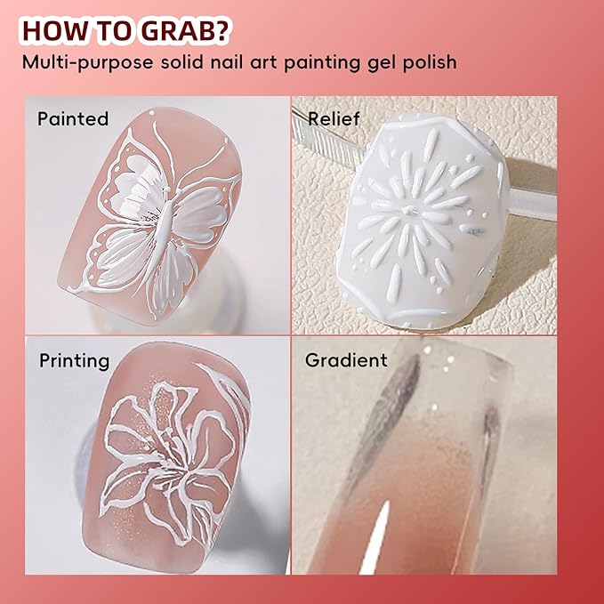 Sponge Pat Paint Nail Gel, 9 Colors Nude Pink White Red Brown Black Ombre Gel Nail Polish Set with 50pcs Nail Sponges 4 Claws Metal Grabber and Brush Painting Solid Nail Polish Kit
