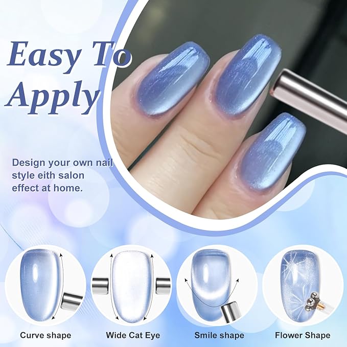 Major Dijit Cat Eye Gel Nail Polish 15ml Moonlight Glass Smoothie Cateye Soak Off U V LED Magnetic Shimmer Velvet Gel Nail Polish Nail Art Manicure Salon DIY Home (C06)