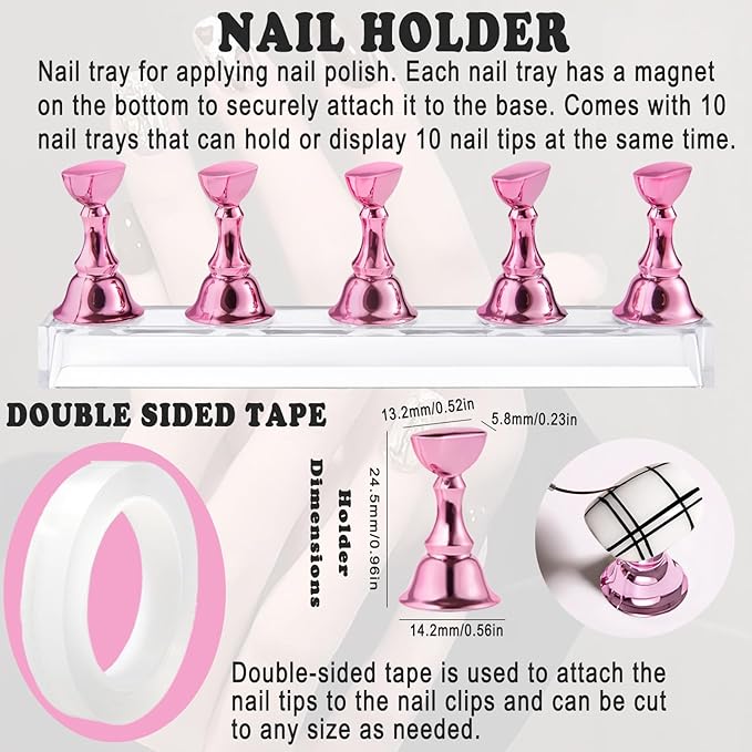 35 Pcs Nail Art Tools, Nail Stand for Painting Nails, Nail Art Brushes, Liner Pens and Dotting Tool, Press on Nail Stands, Nail Technician and Beginner's Nail Design Tool Kit