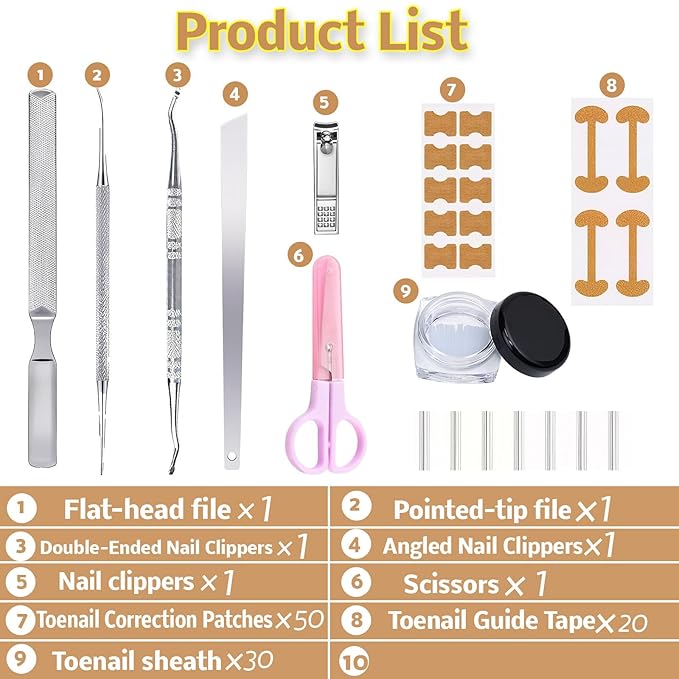 Ingrown Toenail Corrector Kit with Correction Strips, Breathable Ingrown Toenail Tape, Removal Kit for Ingrown Toenails in Women And Men
