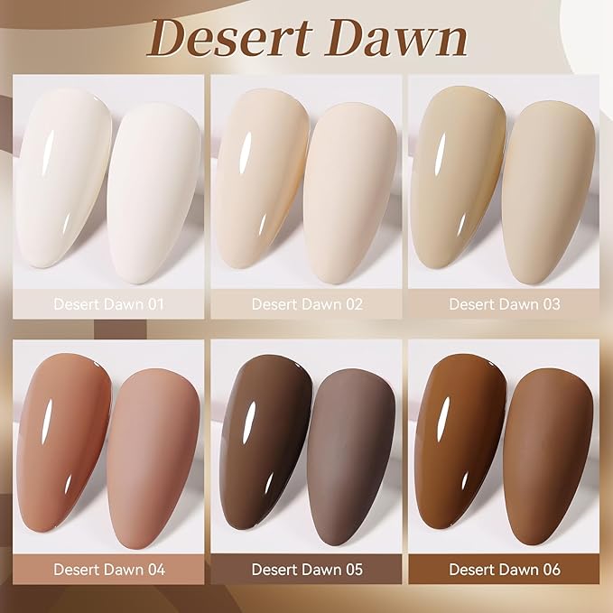 BORN PRETTY Nude Brown Gel Nail Polish Set 6 Colors Nude Skin Tone Beige Khaki Chocolate Coffee Soak Off U v Gel Polish Kit for Salon Manicure and Nail Art DIY at Home