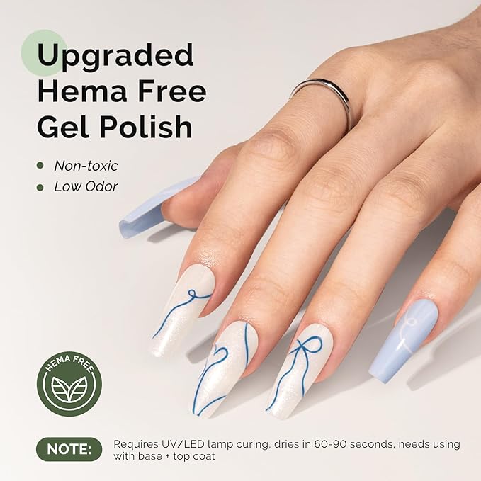 MelodySusie Hema Free Gel Nail Polish, 0.5 Fl Oz Thick White Shimmer Gel Polish, Non-Toxic, Long Lasting, Soak Off UV Nail Polish, Manicure Nail Design Salon DIY Nail Art at Home B3020