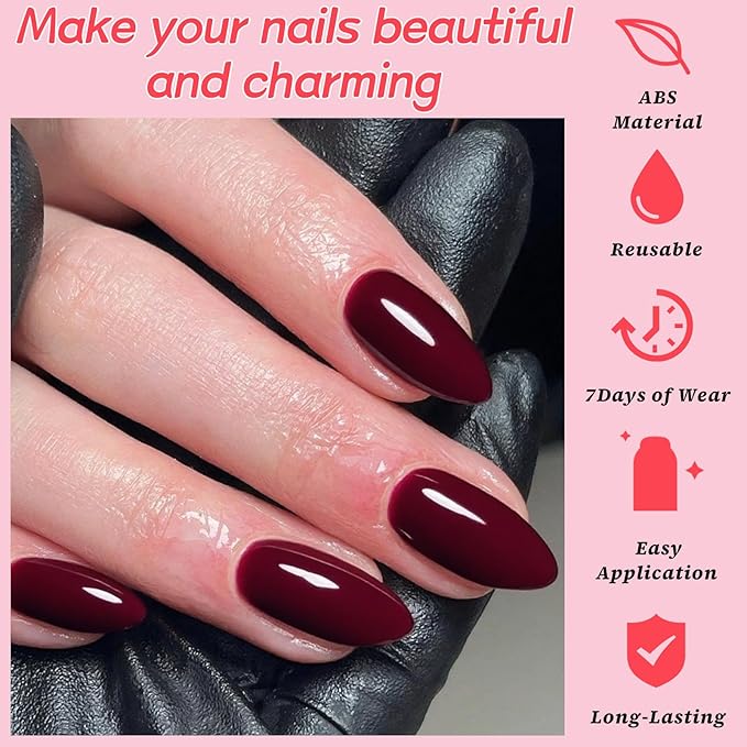 120pc Red Almond Press on Nails Short Fake Nails Press ons for Women Acrylic Nails Press on Nails&Glue Tabs, Short Red Press on Nails Almond False Nail Tip Stick on Artificial Fingernail