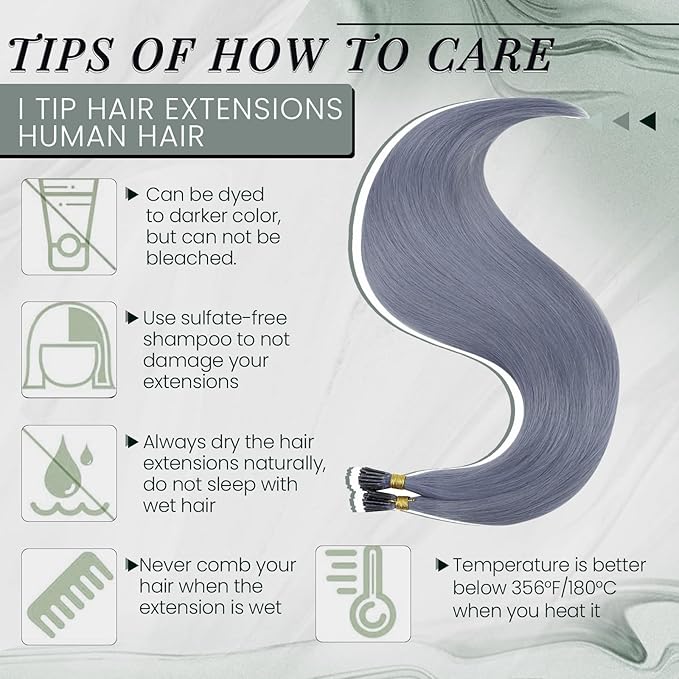 RUNATURE U Tip Hair Extensions Real Human Hair, 18 Inch 25g 25s Light Blue Colored K Tip Hair Extensions Hot Fusion Natural Remy Hair for Highlight