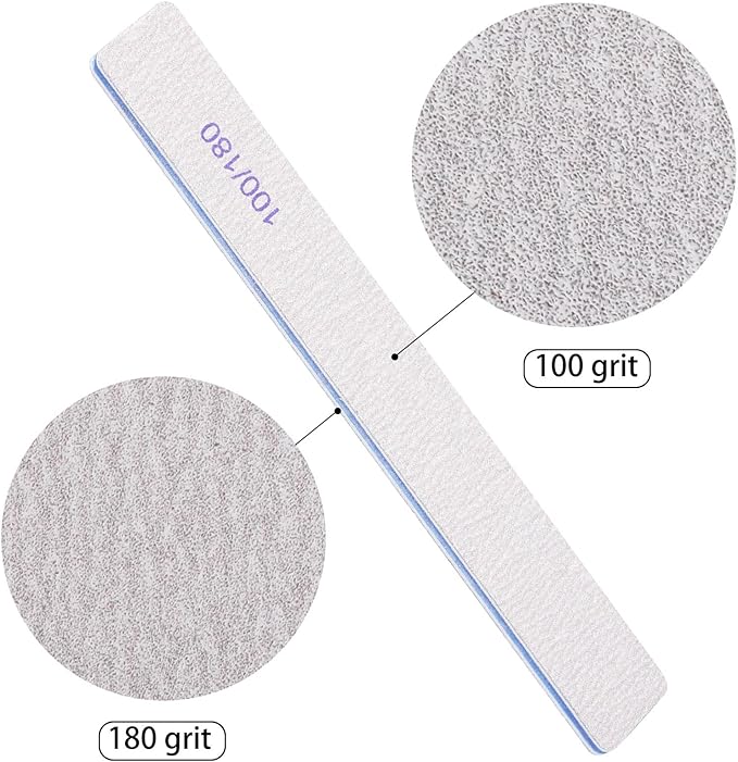 25 Pcs Rectangle Nail Files 100/180 Grit Limas para Uñas Double Sided Emery Boards for Acrylic Nails and Natural Nails