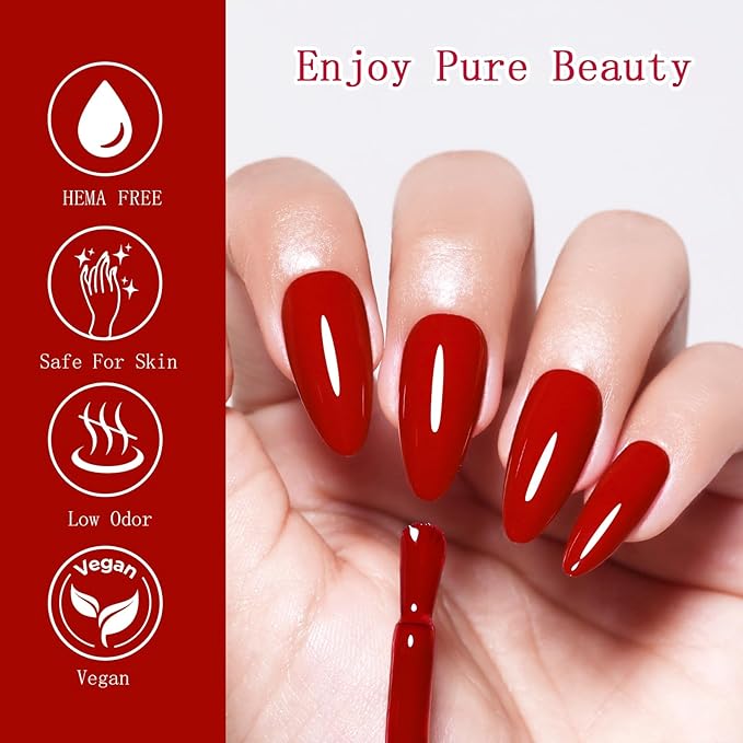 10ml Hema Free Gel Nail Polish Set, 6 Colors Gel Polish Kit Beige Purple Burgundy Red Nude Pink Manicure Gift for Women Art DIY and Salon
