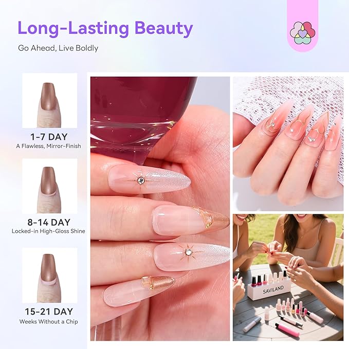 SAVILAND Metallic Gel Nail Polish Set: 2PCS Chrome Gel Polish Antique Rose Gold & Gold Golden 3D Metal Painting Gel for Glossy Mirror Effect Soak Off UV LED Chrome Nail Art Home Salon DIY