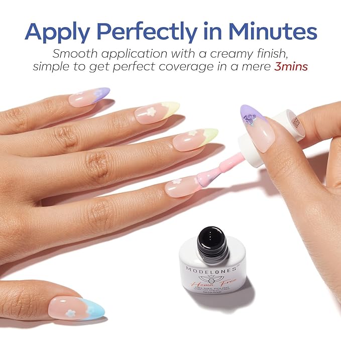 modelones Pastel Gel Nail Polish Set, Hema Free Macaron Gel Polish Set Light Pink Pastel Yellow Purple Baby Blue Green 6 Colors 2026 Spring Easter Nails with Fruit Theme Stickers LED Mani Gift