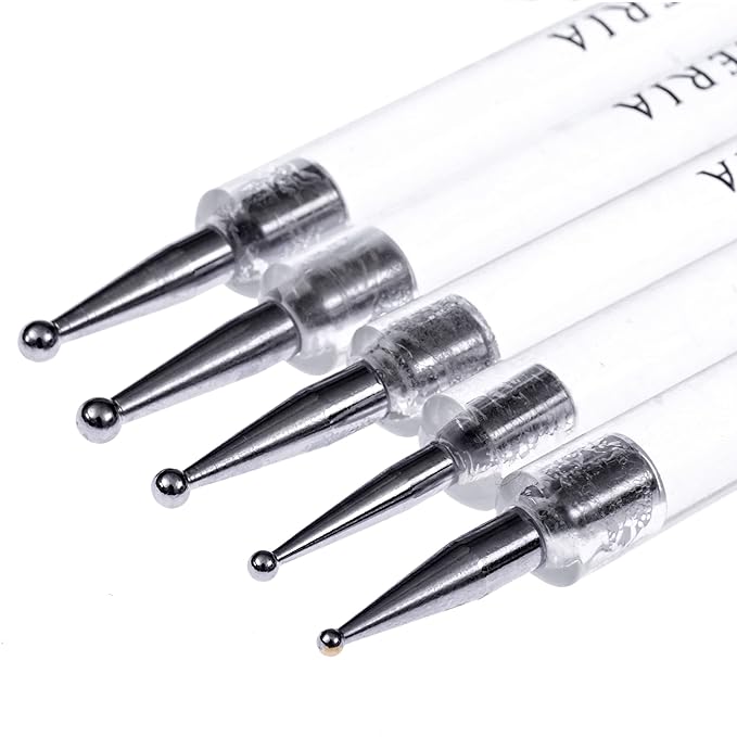 Beaute Galleria 5 Piece (10sizes) 2-Way Dotting Pens Nail Art Design Marbleizing Dotting Swirling Manicure Tools Mandala Art Painting Stylus