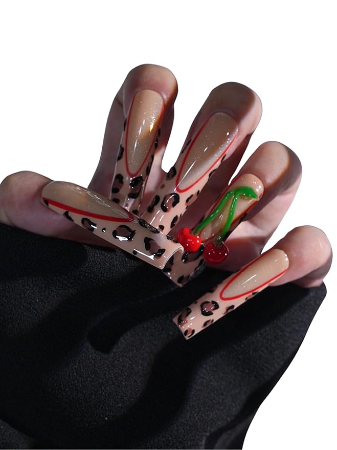 HAND-PAINTED White Press Ons Neon Small Press on Nails Long French Press on Nails Coffin Medium Short Nail art Fake Nail Art Kit with 7g Glue on Nails Handmade Almond Square Nails (X-Small, T18)