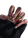 HAND-PAINTED White Press Ons Neon Small Press on Nails Long French Press on Nails Coffin Medium Short Nail art Fake Nail Art Kit with 7g Glue on Nails Handmade Almond Square Nails (Custom, T18)