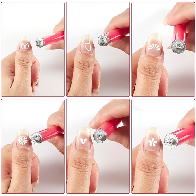 6 Pieces Nail Art Stamp Pen Set Butterfly Flower Heart-Shaped Design Nail Stamping Pens Nail Stamp Tools Nail Art Stamps for Women Stamps for Ink Pads and Flat Surfaces