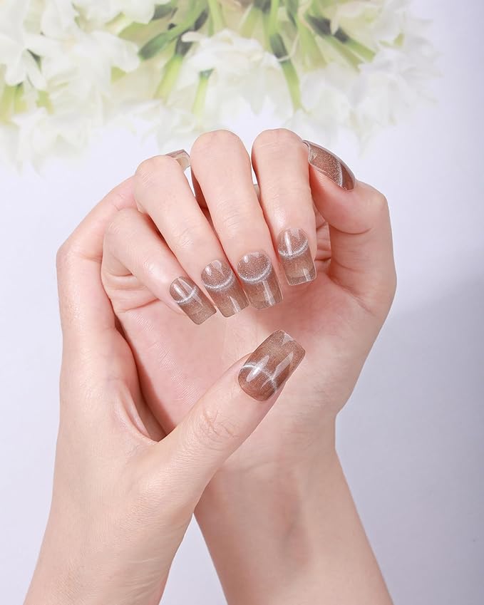 French-Inspired 20pcs Semi Cured Gel Nail Strips - Salon-Grade DIY Wraps with Glaze Texture, Easy Application, UV Light Required for Classic Nails