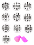 Mezerdoo 10Pcs Chic Unicorn Mermaid Pattern Nail Art Stamping Template Image + 1 Stamper + 1 Scraper