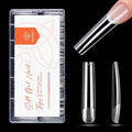 modelones Long Square Nail Tips, 3XXXL Straight Pre-shaped Soft Gel Tips Fake Nails False Acrylic Clear Full Cover Press on Extension Kit Gel Manicure DIY at Home 216PCS 12Sizes
