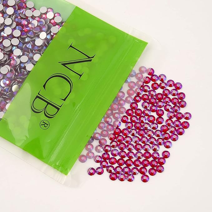 NCB Nancybeads 1500pcs Flatback Round Glass Nail Art Rhinestones Crystal for DIY Making Accessories Shoes, Clothes, Face Art, Bags, Manicure (Siam AB, SS20 1500pcs)