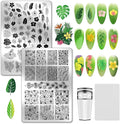 PH PandaHall Leaf Nail Stamping Plates Rainforest Leaves Nail Image Plates Flower Theme Nails Art Stencils Tropical Plants Manicure Stamp Templates for Women Manicures Salon Design DIY Printing, 2pcs