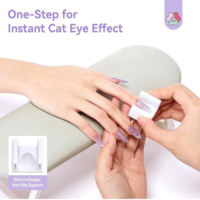 SAVILAND One-Step Cat Eye Magnet: Powerful 5D Nail Magnet Multifunctional White Cateye Magnet for Nails with Round Magnetic Bead for Wide Glass Bead French Cat Eye Effect DIY Nail Art Home