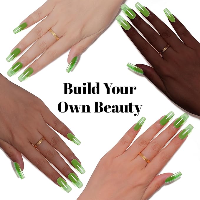 YTD Likomey Crystal Green Gel Nail Polish,15ml Sheer Translucent Jelly Glass Fine Pigment Nail Gel,Fall Winter Salon Home DIY Manicure and Pedicure Fall Winter UV Color Varnish,CS482