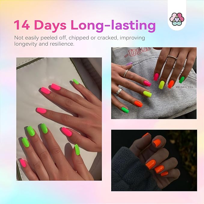 SAVILAND Quick-Dry Nail Polish Set - 12 Neon Green & Pastel Colors (0.34 oz) - Non-Gel Bright Summer Polish Kit with Base & Top Nail Coat - Bulk Nail Art Polish Essentials for Finger & Toe