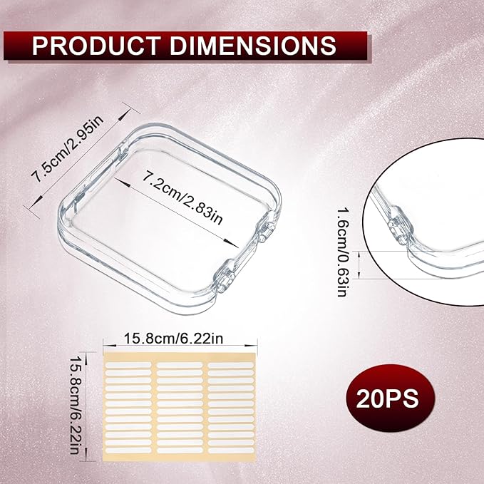 20Pcs Press On Nail Storage Box with 72Pcs Adhesive Double Sided Tape, Press on Nail Packaging Supplies False Nails Display Storage Cases Boxes Organizer for Nail Art Salon Business(Clear)