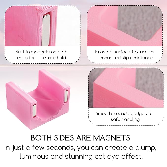 WOKOTO 2 PCS Cat Eye Magnet Set For Nails With 4 Pcs Y&O-Shape Iron Stencils, Powerful Cylinder Magnetic Pen And 5D Automatic Magnets, Heart&Circle Nail Design Magnets Tool Manicure Cateye Effect