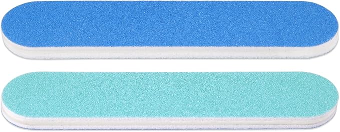 25pcs - PANA Mini Double-Sided Emery Nail File for Manicure, Pedicure, Natural, and Acrylic Nails - Blue/Light Blue (Grit 80/80)