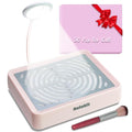 Nail Dust Collector with Lamp&50pcs Disposable Filter&Dusting Brush, Electric Nail Vacuum Cleaner Dust Fan Suction Machine for Manicure Acrylic Gel Nails Polishing, Low Noise,Salon Home (Pink)