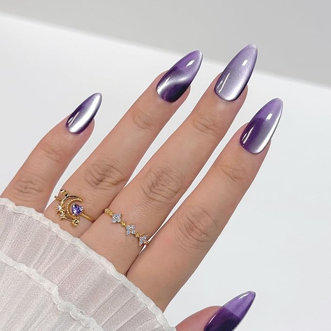 Daily Charme C99 Meowgical Silk Cat Eye Magnetic Gel Nail Polish 15ml, Soak Off UV Led Gel Nail Polish, Home DIY/Nail Salon Manicure (Silky Purple)