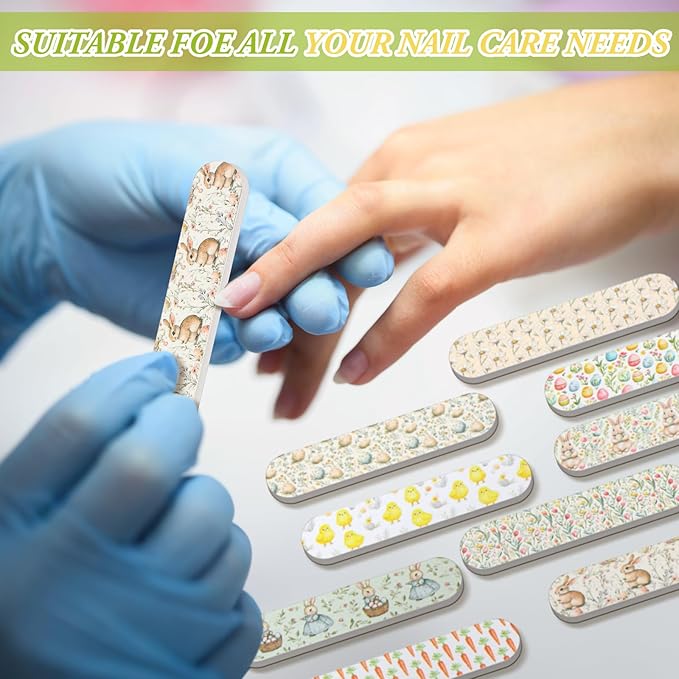 50 Pack Easter Mini Nail Files Gifts Bulk Holiday Mini Emery Boards Double-Sided Easter Party Nail Files Favors Bulk Stocking Stuffers for Employee Appreciation Teacher Staff Coworkers
