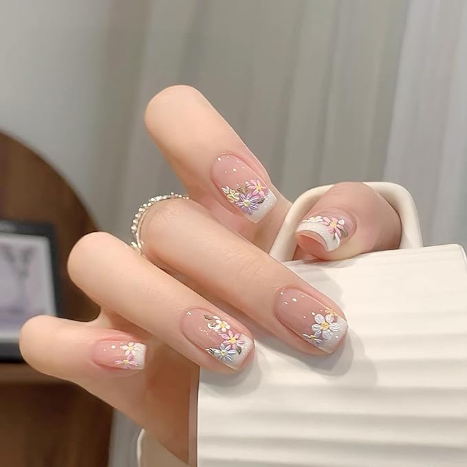Dedyel Summer Wildflowers Nail Sticker 5D Embossed Wildflower Nail Stickers Spring Summer Red Yellow Blue White Flower Design Nail Art Decoration for Women Girls Kids